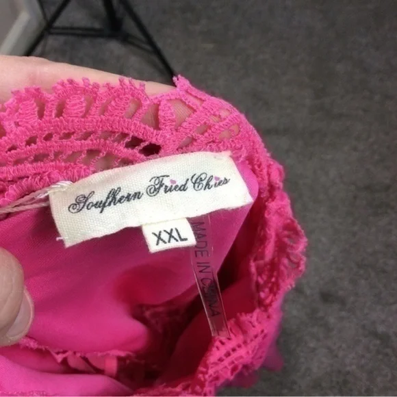 NWT Southern Fried Chics pink lace up mini dress bell sleeve XXL - Picture 8 of 8